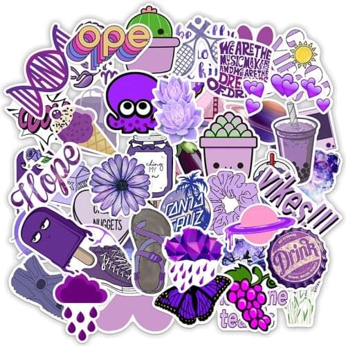 10/50PCS Purple Ins Wind Fresh Girl Toy Cabinet Computer Waterproof Skateboard Lovely Stickers Decoration Childrens