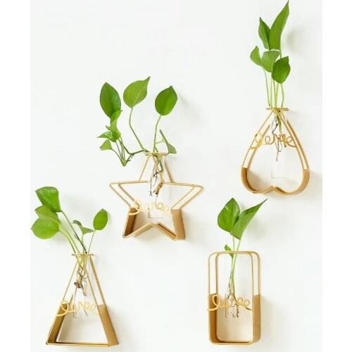 Nordic Home Decoration Wall shelf wall creative Plant flower pot stand shelves Metal ornaments rack etagere murale en bois