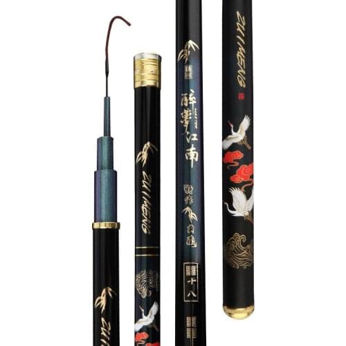 3.6M4.5M7.2M8.1M New 19 Fishing Super Light Hard Fishing Rod High Carbon Fiber Telescopic Black Handle Stream PoleTravel Carp Ro