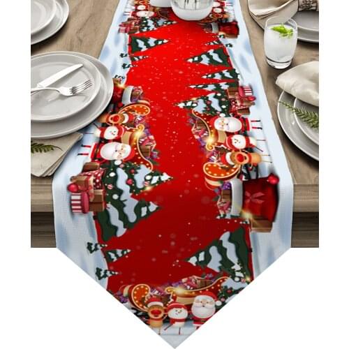 Christmas Tree Santa Claus Elk Gift Table Runners Wedding Decoration Table Cover Christmas Decorations for Home Table Cloth