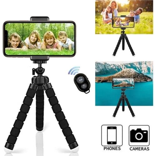 Portable Mobile Phone Holder with Wireless Remote and Universal Clip Flexible Camera Selfie Stand Monopod Remote Control