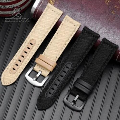 KAIDINI Brand Nato Strap Canvas Nylon Watchbands Black KhakI High Qualiyt Watch Nylon canvas strap waterproof breathable 22mm
