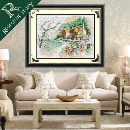 Romantic Story Summer Village Scenic Cottage Home Decoration Cross Stitch Handmade Needlework DMC Cross-Stitch Embroidery Kits