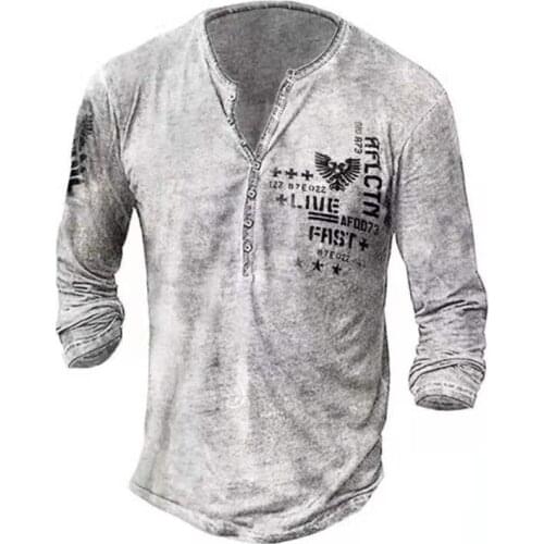 Mens Polo Shirt Oversized Vintage Long Sleeve Buttons V-Neck Summer New Tshirts Fashion Harajuku Print T Shirts For Men Tops