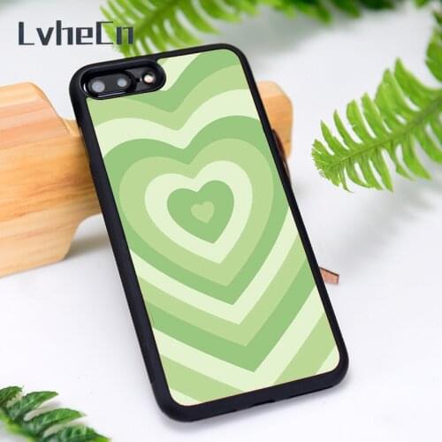 LvheCn Silicone Rubber Phone Case Cover for iPhone 6 6S 7 8 Plus X XS XR 11 12 Mini Pro Max Sage Green Infinite Love