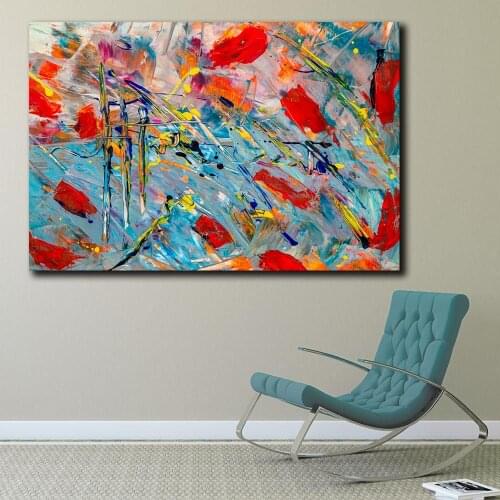 Modern Abstract-Expressionism Painting Colorful Canvas Wall Pictures for Living Room Office Bedroom Modern Canvas Oil Painting