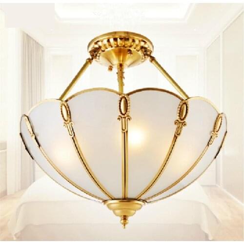 Glass shade Kitchen suspension lamp Contemporary Umbrella pendant lights for Dining room Bar cafe modern copper surface lighting