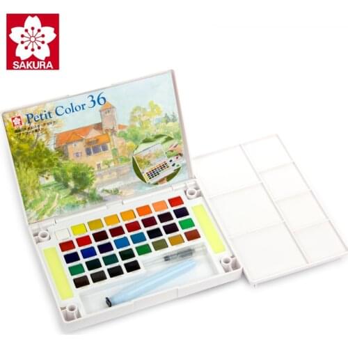 SAKURA Watercolor Solid Pigment Paint Set 12/18/24/30/36/48/60/72 Colors Lite/Hardcover Student Hand-painted Portable Supplies