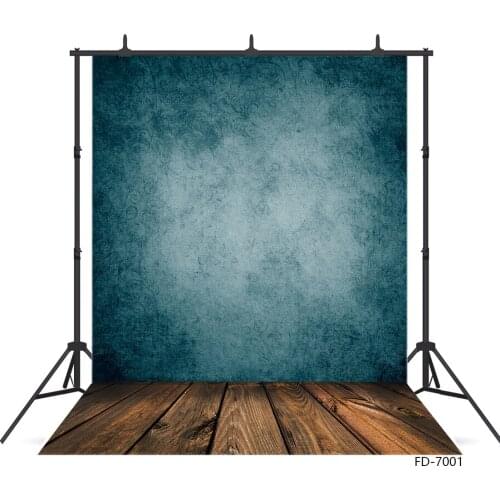 Vintage Blue Wallpaper Wooden Floor Photographic Backgrounds Vinyl Backdrops Photo Studio for Children Baby Portrait Photoshoot