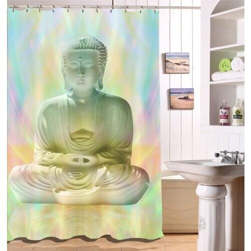 Waterproof Fabric Buddha Meditation Zen Relax Shower Curtain Bathroom Mildewproof Polyester 72 Inch 12 Hooks Bath Product