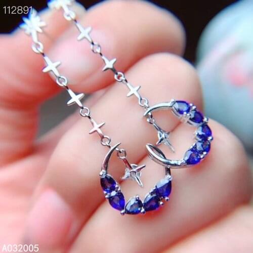 KJJEAXCMY Fine Jewelry 925 sterling silver inlaid natural gemstone sapphire female earrings Eardrop classic support test