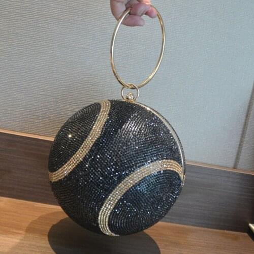 Gold/Black Basketball-Shaped Women Shoulder Crossbody Handbags Best Designer Lady Evening Messenger Bags Mobile Phone Clutches