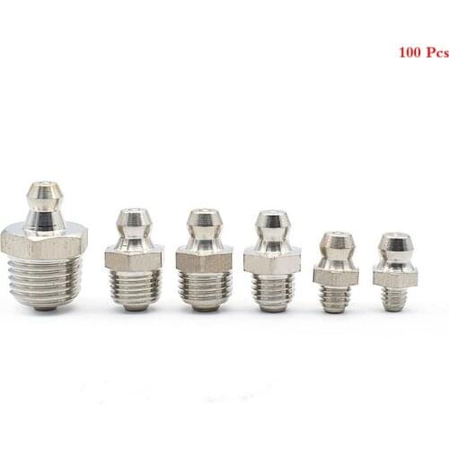 100 Pcs Straight Metric M6M8M10 American British German 1/4 1/8 3/8 5/16 Grease Zerk Nipple Fittings Oil Nozzle for Grease Gun