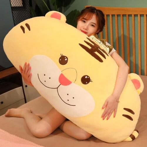125cm Giant Tiger Plush Pillow Cartoon Tiger Plush Toy Stuffed Cushion Soft Pillow for Kids Girls Birthday Gifts Bed Decor