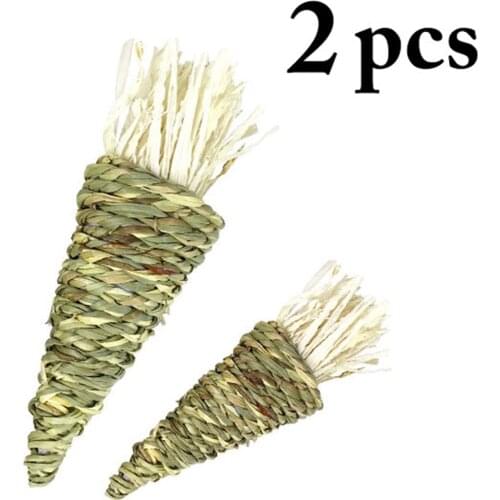 2pcs Hamster Rabbit Chew Toy Bite Grind Teeth Toys Carrot Woven Balls For Tooth Cleaning Radish Molar Toys Pet Supplies