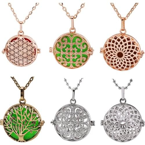 2021 Hollow Fashion Aromatherapy Locket Necklace Essential Oil Diffuser Perfume Locket Pendant Party Jewelry Accessories Unisex