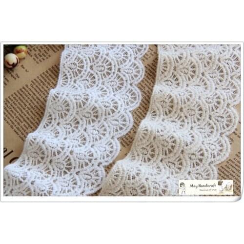 7cm/2.7" Lace Trim White/Black/Beige France Mesh Embroidery Lace Trims Voile Wedding Dress Pattern Lace Trim Lace 14Yards/Lot