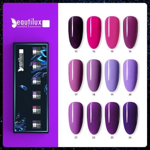 Beautilux Nail Gel Polish Kit Violet Purple Lavender Color UV LED Gels Set Semi Permanent Nail Polish Lacquer 10ml 6pcs/lot