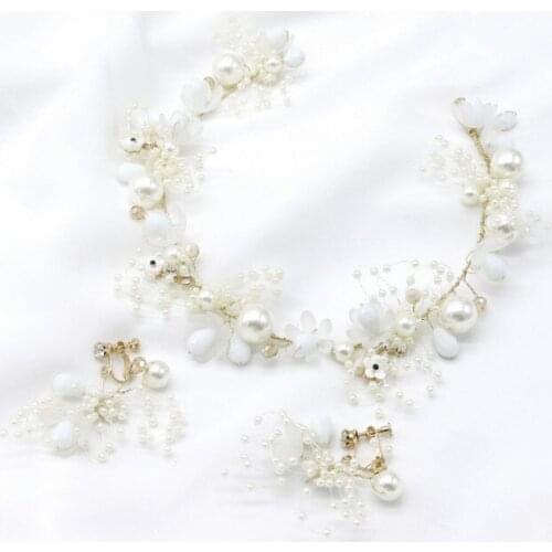White Flower Headband Women For Wedding Head Band Hairband Wedding Party Festival Decor Princess Floral Earrings Jewelry