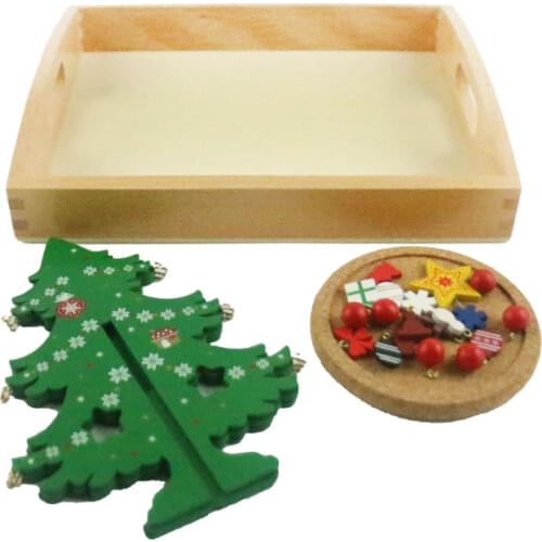Wooden Montessori Baby Toys Montessori Decor the Christmas tree Learning Educational Toys for Kids Juguetes Brinquedos MH1844H