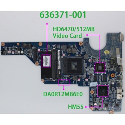For HP G4 G4T G7T Series 636371-001 DA0R12MB6E0 REV:E HD6470/512 HM55 Laptop Motherboard Tested & Working Perfect