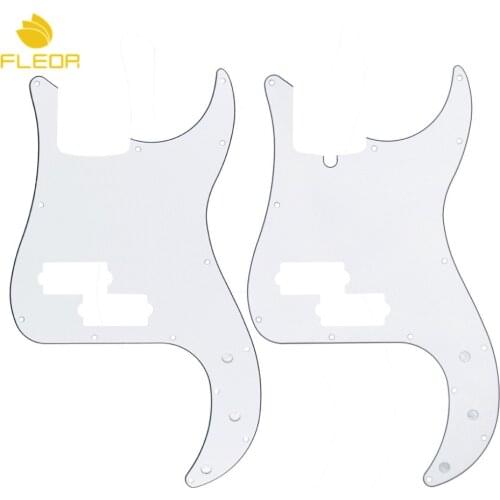 FLEOR USA 13 Holes Electric Bass Pickguard Scratch Plate 3Ply White & Screws for Bass Guitar Parts