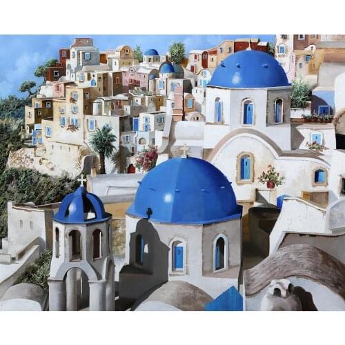 JMINE Div 5D greece santorini church Village House island Full Diamond Painting kits art Scenic 3D paint by diamonds