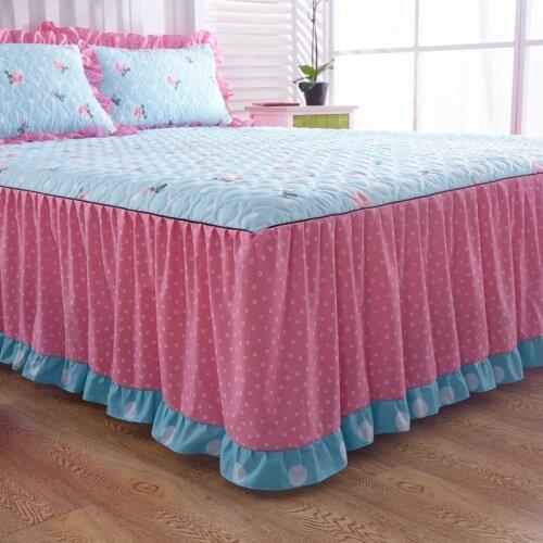 3PC Luxury Quilted Bedding Bed Skirt Set Velvet Thick Bedspread Bed Pillowcase Princess Bedclothes Bed Cover King Queen For Home