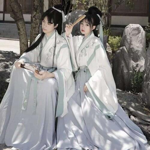 Fancy Men&Women Hanfu Traditional Chinese Ancient Cosplay Clothes Grey Set Fantasia Adult Carnival Halloween Costumes for Couple