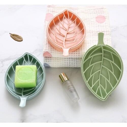 3-piece Bathroom Creative Leaf-shaped Soap Box Double-layer Large Drain Plastic Soap Box Kitchen Drain Toilet Soap Storage Box