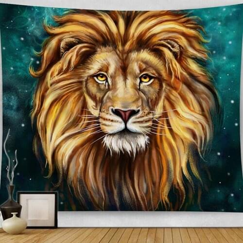 Lion Tapestry 3D Cool Painting Wall Art Indian Wild Animal Wall Hanging Tapestry Home Decor for Bedroom Living Room