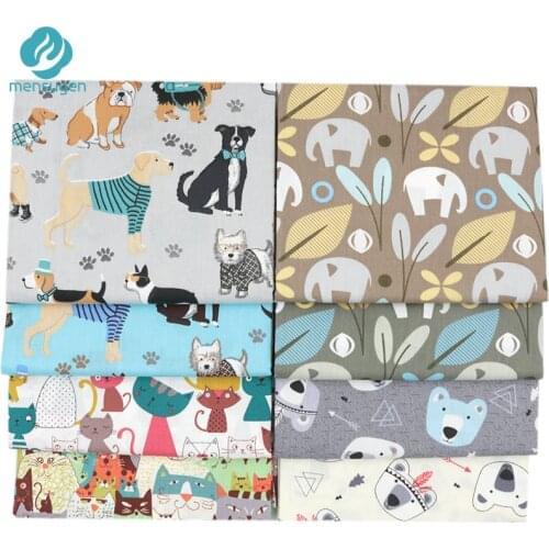 Mensugen Cartoon Animal 100% Cotton Fabric Meters for Quilting Sewing Baby Bedding Sheet Blanket Pillows Sewing Cloth Telas