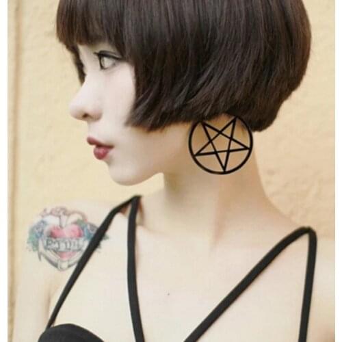 Fashion Large Resin Star Cross Asymmetrical Dangle Earrings For Women Girl Big Round Circle Punk Ear Brincos 2018 Hiphop Jewelry