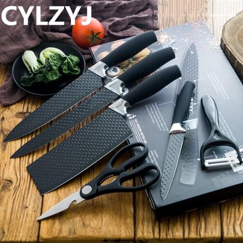 Forged Kitchen knives Set Professional Chef Knife Gift Case High Carbon Stainless Steel Knife Set Slicing Nakiri Scissors Peeler