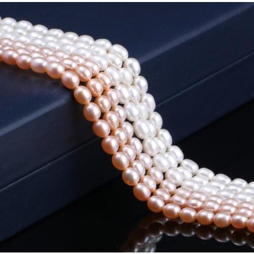 Natural Freshwater Cultured Pearls Beads Rice Shape 100% Natural Loose Pearls for Jewelry Making DIY Strand 14 Inches Size 5-6mm