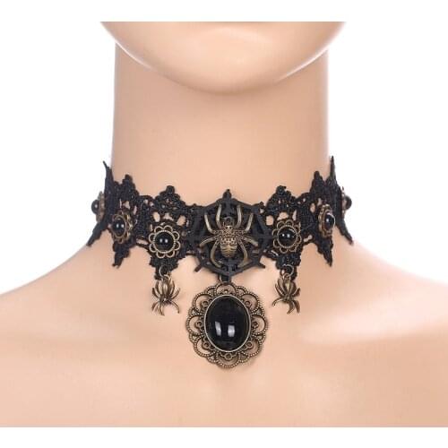 2018 New Spider Pattern Black/Bronze Color Unisex Fashion Jewelry Spider Women Necklace Trendy Animal Party Accessories