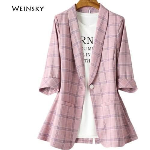 New Fashion Business Interview Suits Women Work Office Ladies Three Quarter Sleeve Spring And Autumn Casual Blazers