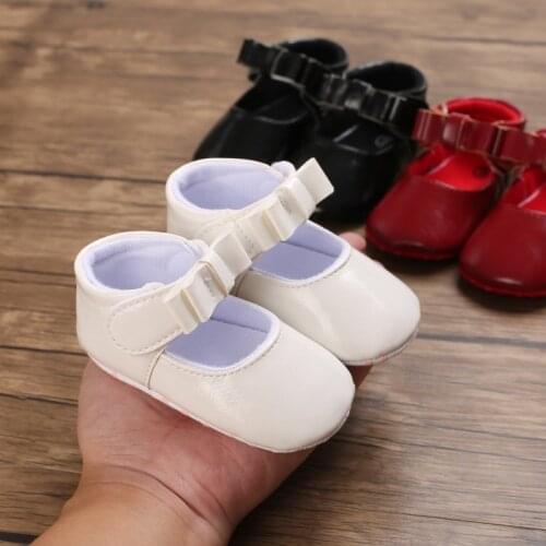 Toddler Baby Girl Bowknow PU Crib Shoes, Soft Sole Princess Mary Jane Flats with Non-Slip Bottom