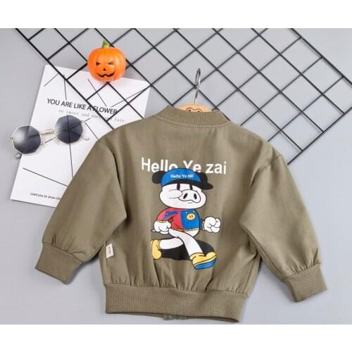 Autumn Baby Boy Jacket Long Sleeve Coat Outerwear Cartoon Print Zipper Casual Sweatshirt Children Kids Outfits Tops