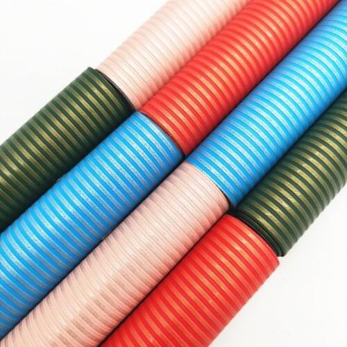 Stripes Embossed Synthetic Artificial Leather Fabric Sheets vinyl Fabric Material For Bow Bags Shoes Earrings DIY FZ174