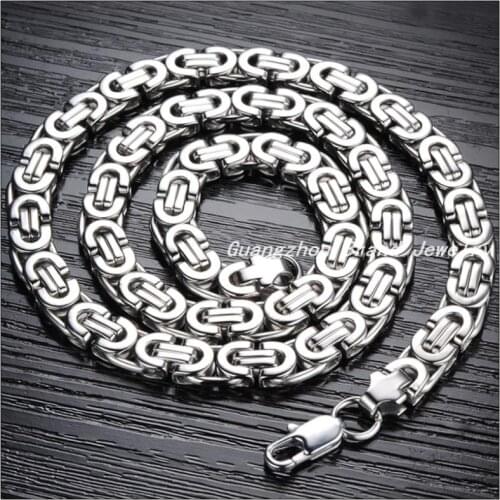 Promotion Sale 316L Stainless Steel Highly Polished Silver color Flat Byzantine Chain For Mens Boys Necklace Quality