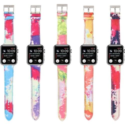 Womens Tie dyed canvas Strap for Apple Watch 44mm 40mm 42mm 38mm Bands Bracelet iWatch Series 6 SE 5 4 3 2 Wristband Replacement