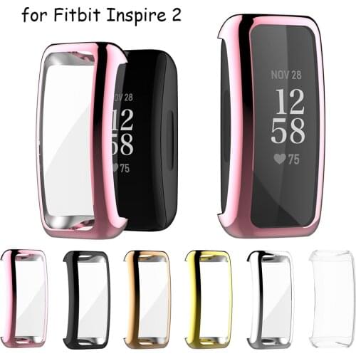 Pink Case for Fitbit Inspire 2 Cases Cover Smartwatch Screen Protector Full TPU Bumper Accessories Support Charging