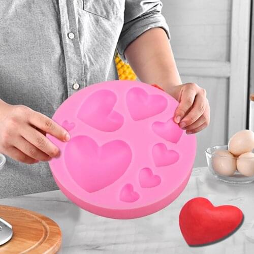 Loving Heart Shape Silicone Fondant Mold DIY Colorful Sweet Heart Chocolate Candy Paste Cake Decorating Tool Mold