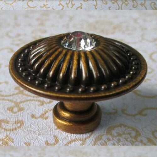 Glass dresser knob Drawer pull Clear Crystal bookcase handles Antique brass Kitchen cabinet Knobs Decorative furniture Knob pull