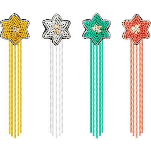 Thin Seed Beads Long Tassel Paved Multicolor Beads Star Earrings for Women New Handcrafted Bohemian Jewelry Boutique Quality