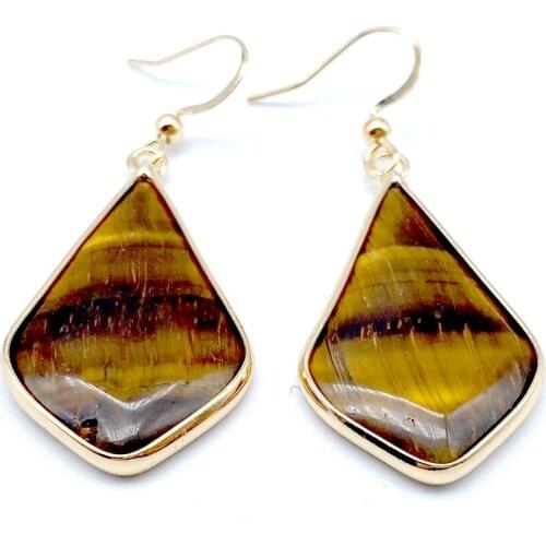 20*30mm Multi Color Waterdrop Natural Stone Amethyst Tiger Eye Dangle Earrings