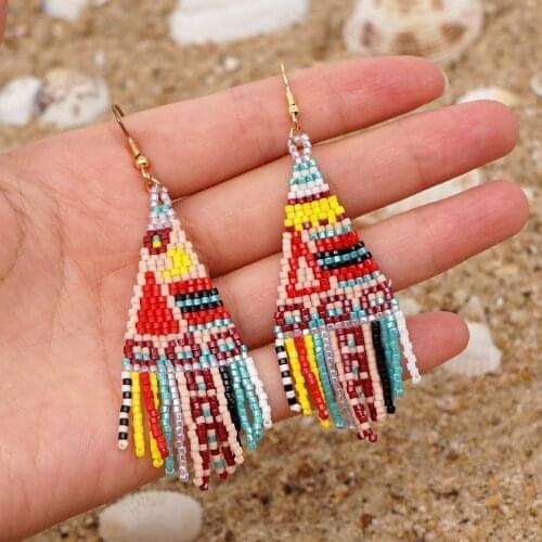 Go2boho Bohemian Miyuki Beaded Earring For Women Inspired Beach Ear Rings Collection Jewelry Tassel Fringe Dangle Earrings