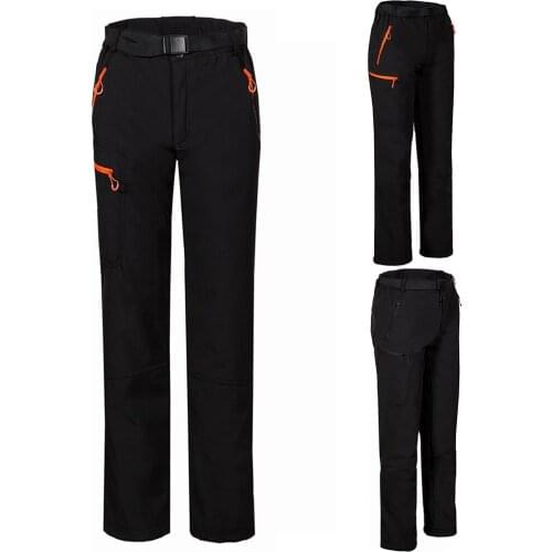 Womens Inner Fleece Softshell Hiking Pants Windproof Warm Breathable Outdoor Sports Trekking Camping Fishing Skiing Trousers