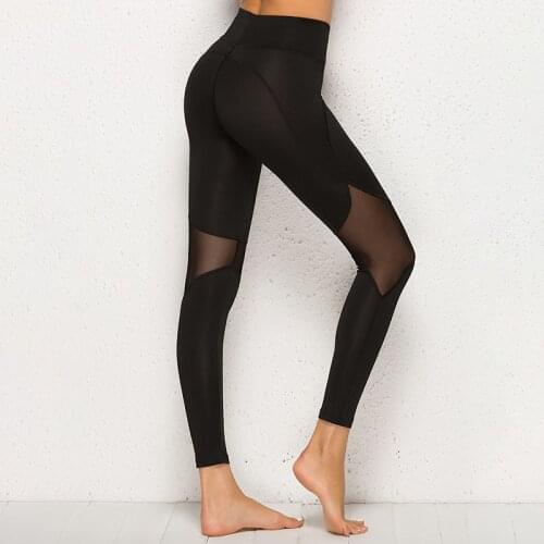 Women Casual Leggings Fitness Winter Jeggings New Arrival Ladies Elastic Waist Color Pants Block Mesh Insert Leggings